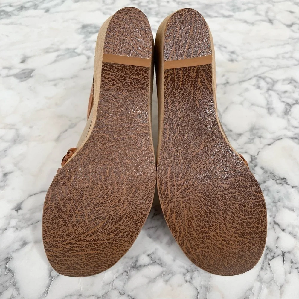 Baskets Buskins made in Brazil brown woven leather suede wedge sandals